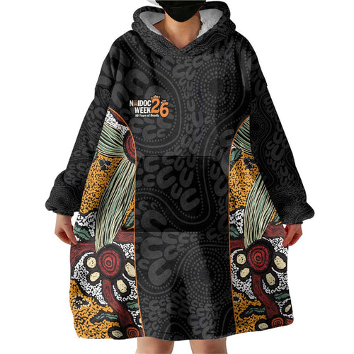 Personalised NAIDOC Deadly 50 Years Wearable Blanket Hoodie Minimalist Aboriginal Art