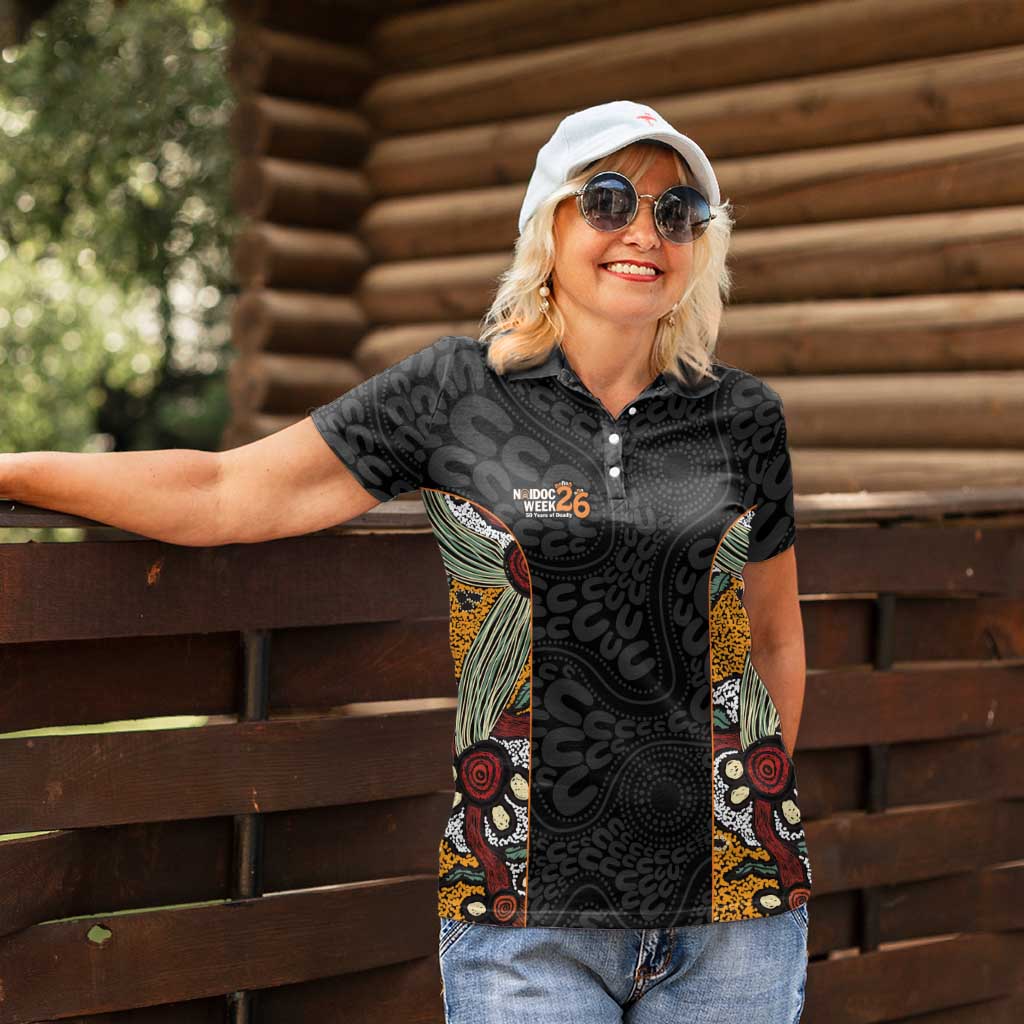 Personalised NAIDOC Deadly 50 Years Women Polo Shirt Minimalist Aboriginal Art