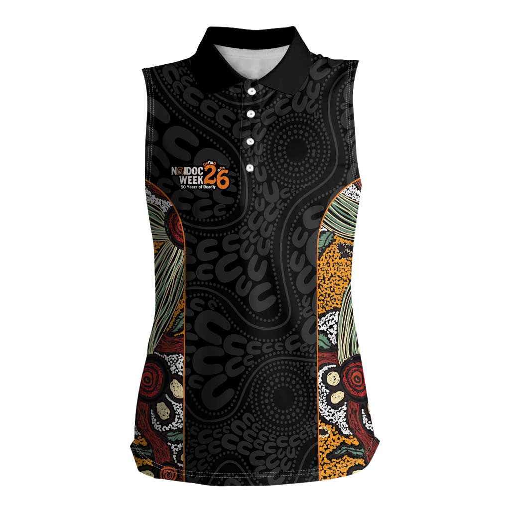 Personalised NAIDOC Deadly 50 Years Women Sleeveless Polo Shirt Minimalist Aboriginal Art