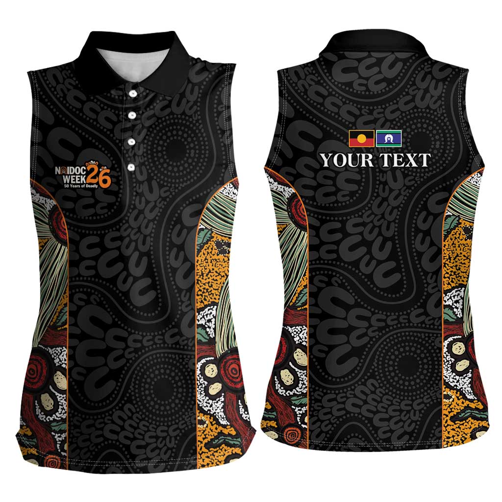 Personalised NAIDOC Deadly 50 Years Women Sleeveless Polo Shirt Minimalist Aboriginal Art