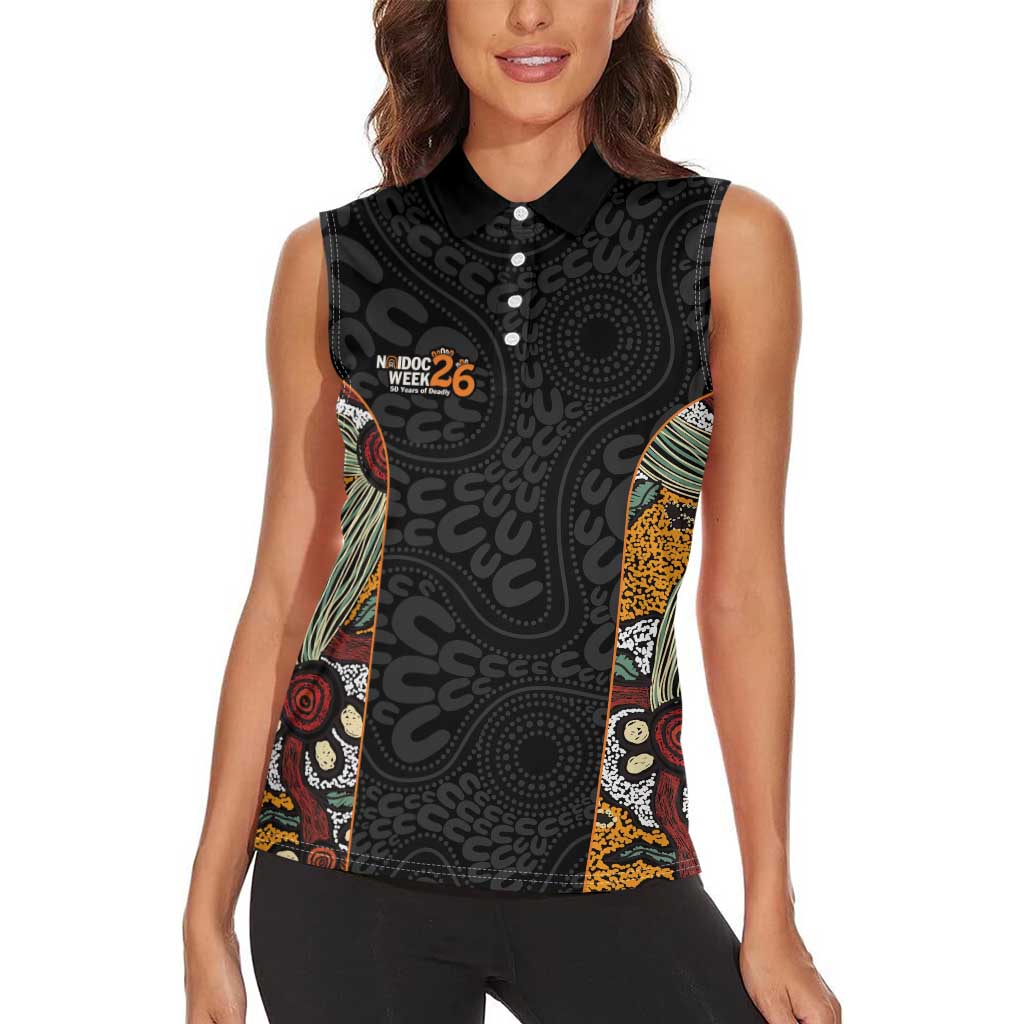 Personalised NAIDOC Deadly 50 Years Women Sleeveless Polo Shirt Minimalist Aboriginal Art
