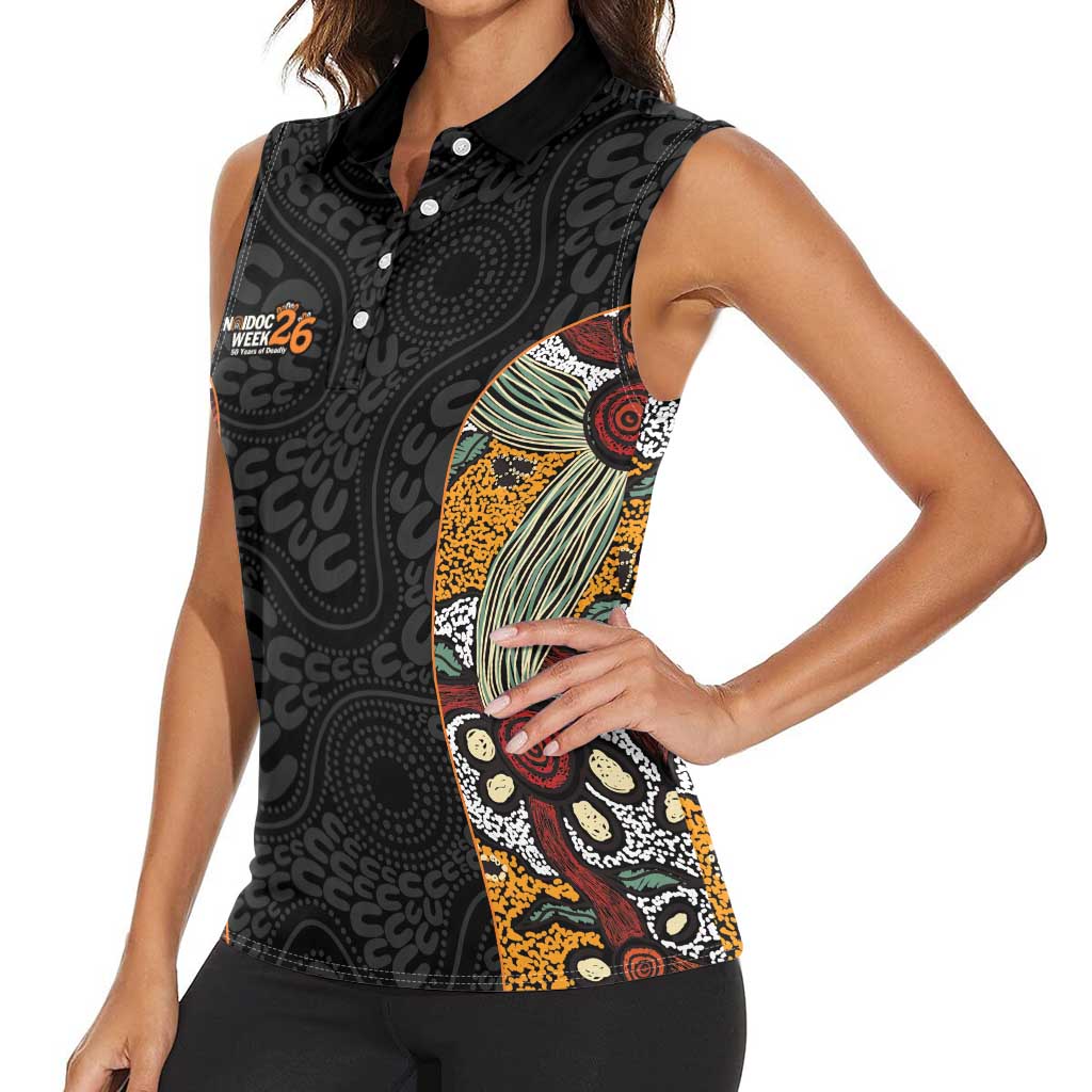 Personalised NAIDOC Deadly 50 Years Women Sleeveless Polo Shirt Minimalist Aboriginal Art