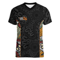 Personalised NAIDOC Deadly 50 Years Women V-Neck T-Shirt Minimalist Aboriginal Art