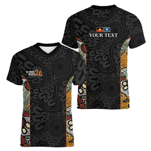 Personalised NAIDOC Deadly 50 Years Women V-Neck T-Shirt Minimalist Aboriginal Art