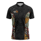 Personalised NAIDOC Deadly 50 Years Zipper Polo Shirt Minimalist Aboriginal Art