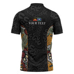 Personalised NAIDOC Deadly 50 Years Zipper Polo Shirt Minimalist Aboriginal Art