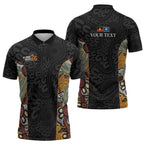 Personalised NAIDOC Deadly 50 Years Zipper Polo Shirt Minimalist Aboriginal Art