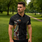 Personalised NAIDOC Deadly 50 Years Zipper Polo Shirt Minimalist Aboriginal Art