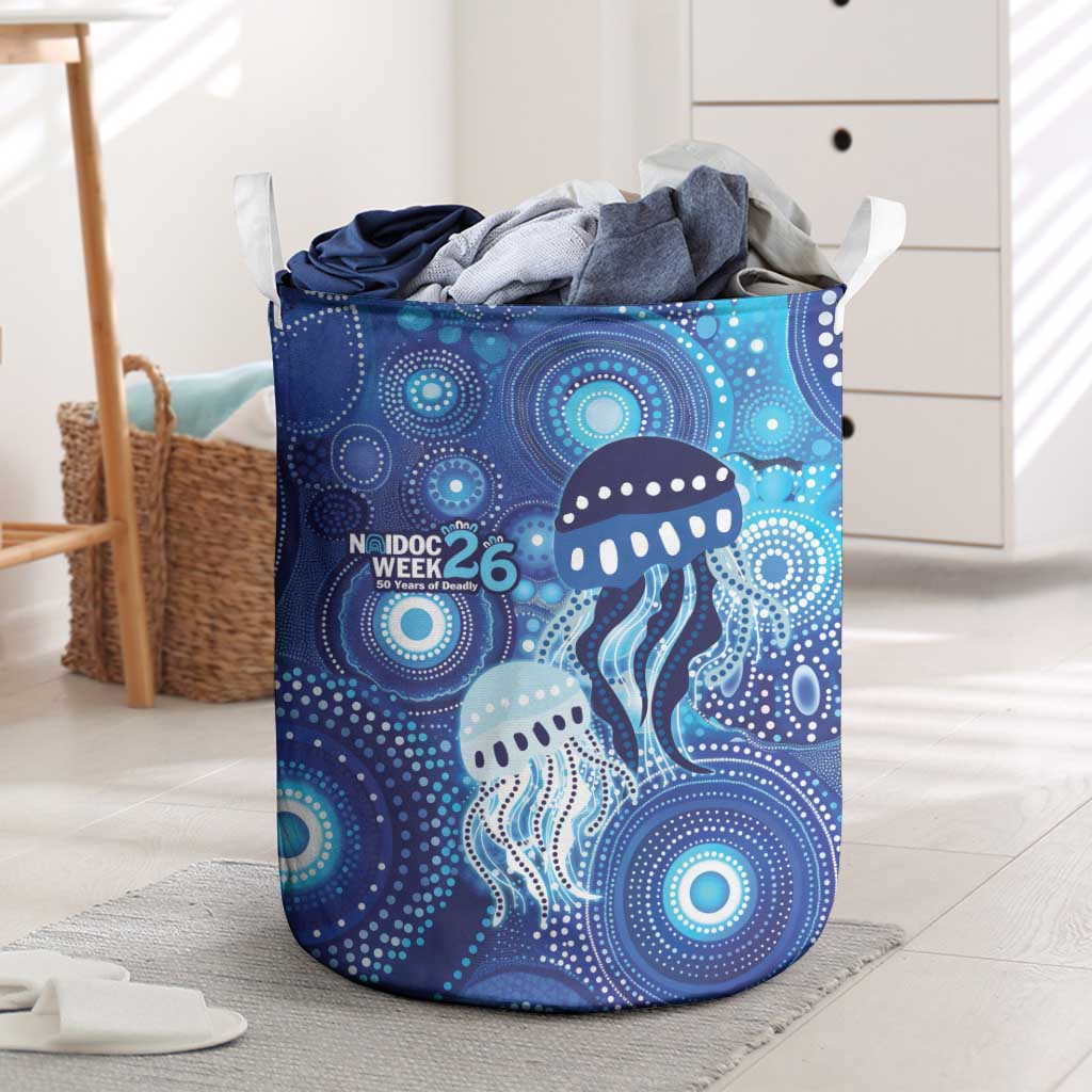 NAIDOC Deadly 50 Years Laundry Basket Jellyfish Aboriginal Culture Inspired Blue