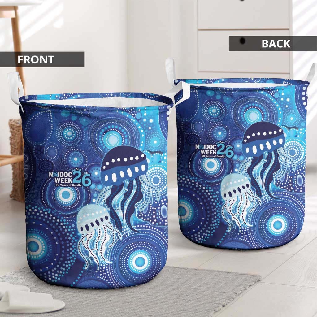 NAIDOC Deadly 50 Years Laundry Basket Jellyfish Aboriginal Culture Inspired Blue