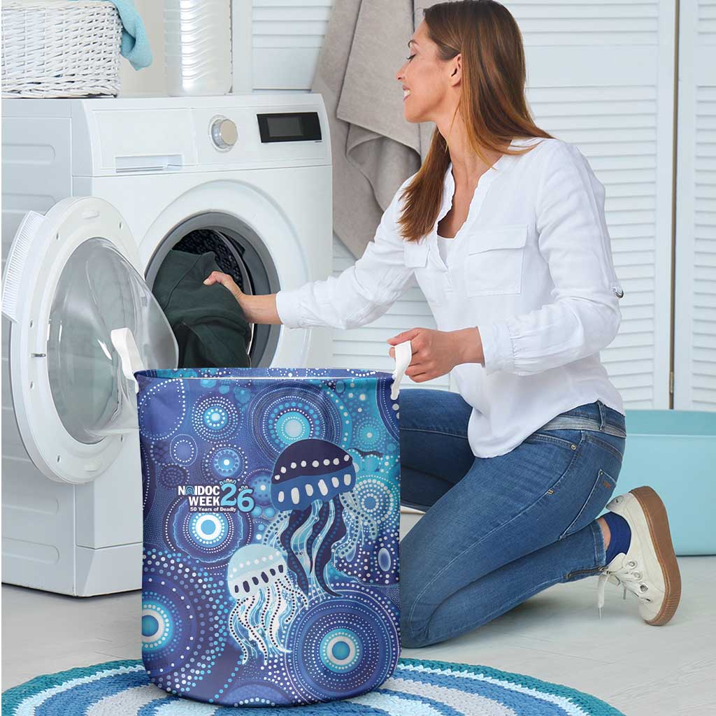 NAIDOC Deadly 50 Years Laundry Basket Jellyfish Aboriginal Culture Inspired Blue