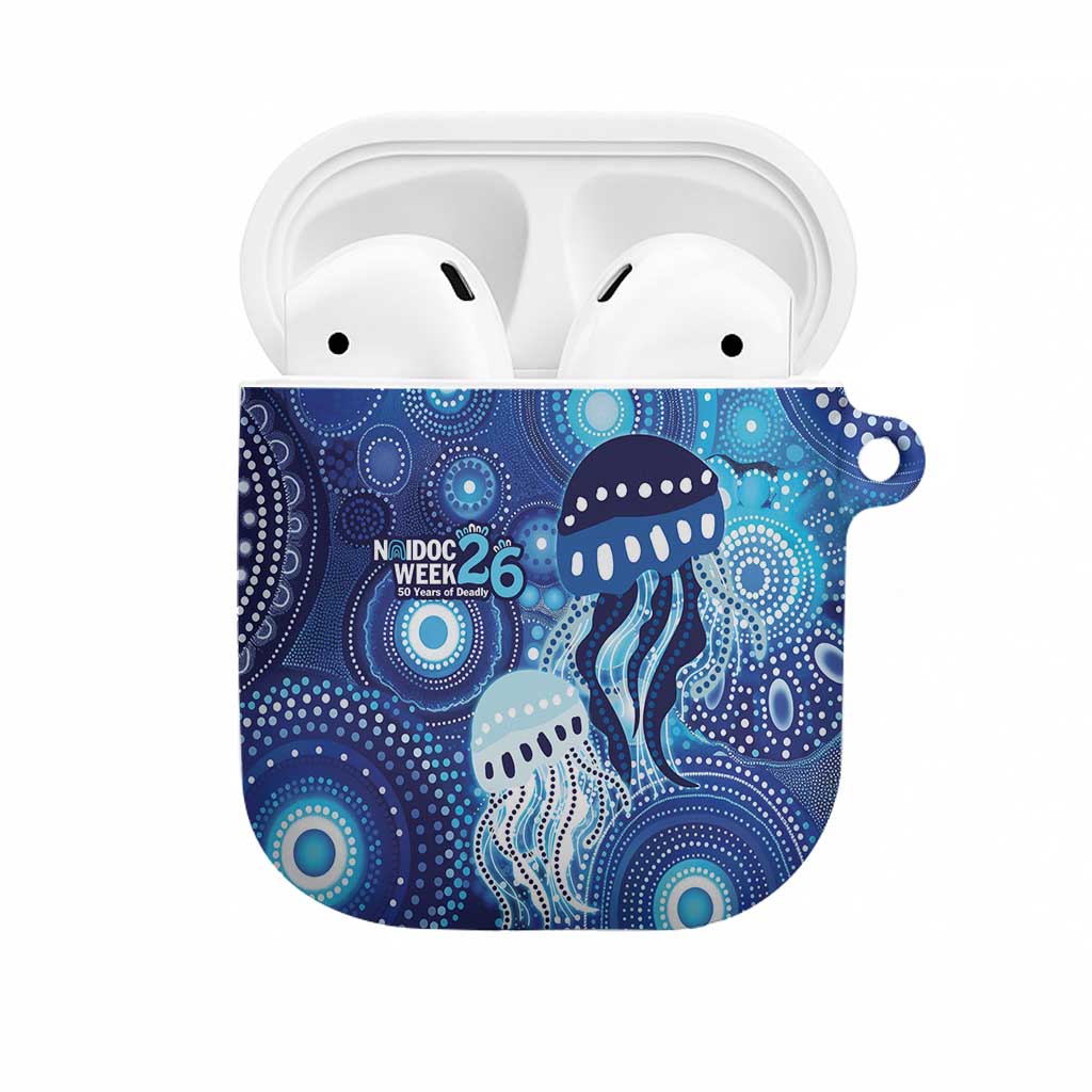 NAIDOC Deadly 50 Years AirPods Case Jellyfish Aboriginal Culture Inspired Blue