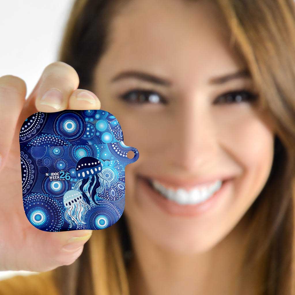 NAIDOC Deadly 50 Years AirPods Case Jellyfish Aboriginal Culture Inspired Blue
