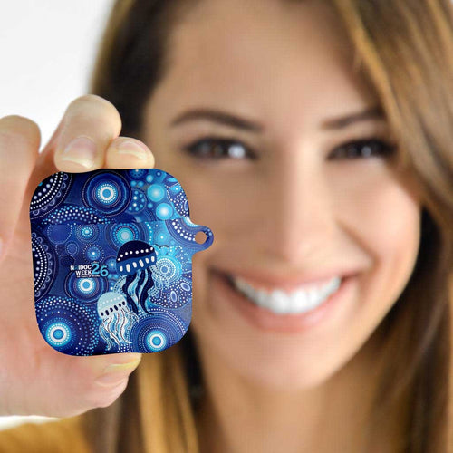 NAIDOC Deadly 50 Years AirPods Case Jellyfish Aboriginal Culture Inspired Blue