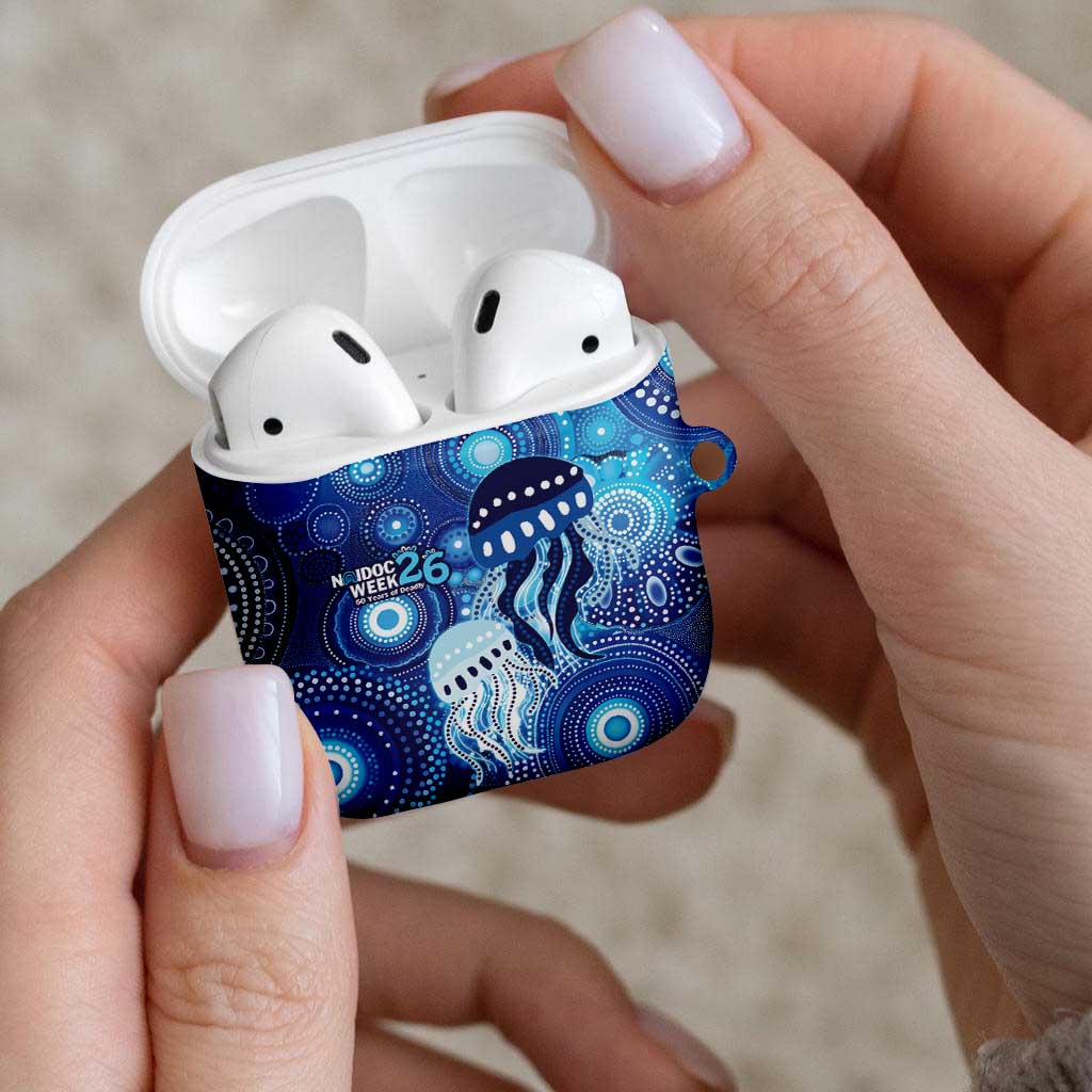 NAIDOC Deadly 50 Years AirPods Case Jellyfish Aboriginal Culture Inspired Blue