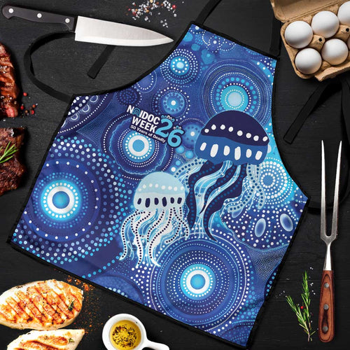 NAIDOC Deadly 50 Years Apron Jellyfish Aboriginal Culture Inspired Blue