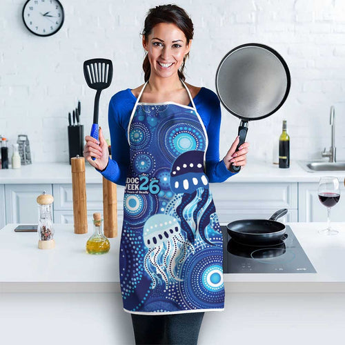 NAIDOC Deadly 50 Years Apron Jellyfish Aboriginal Culture Inspired Blue