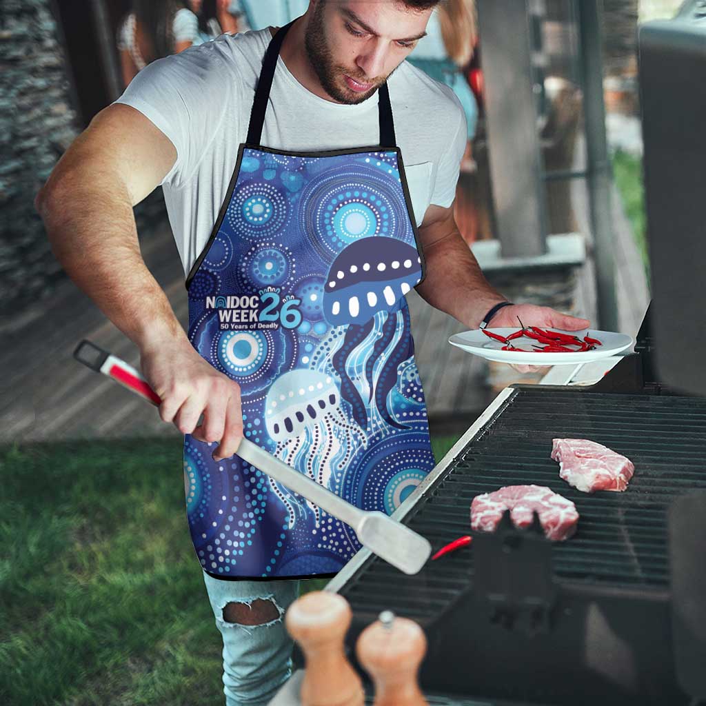 NAIDOC Deadly 50 Years Apron Jellyfish Aboriginal Culture Inspired Blue
