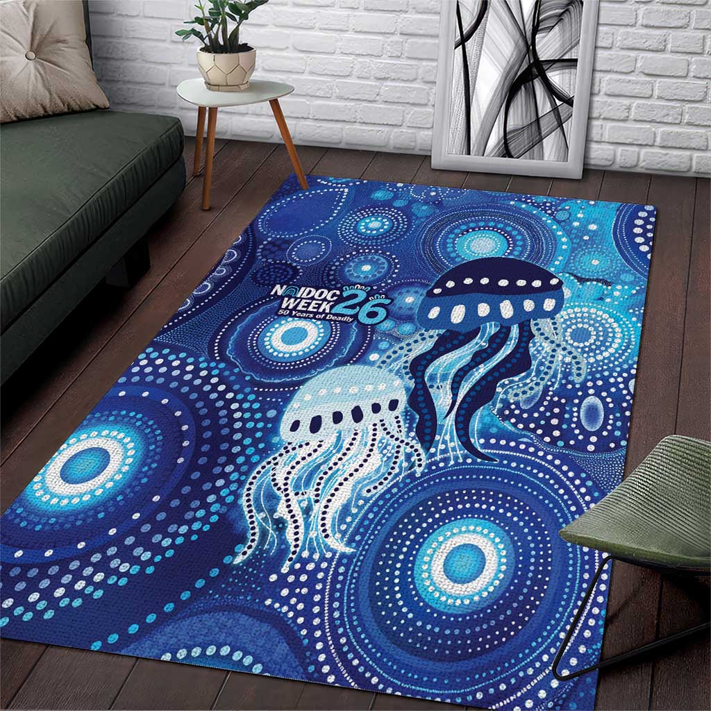 NAIDOC Deadly 50 Years Area Rug Jellyfish Aboriginal Culture Inspired Blue