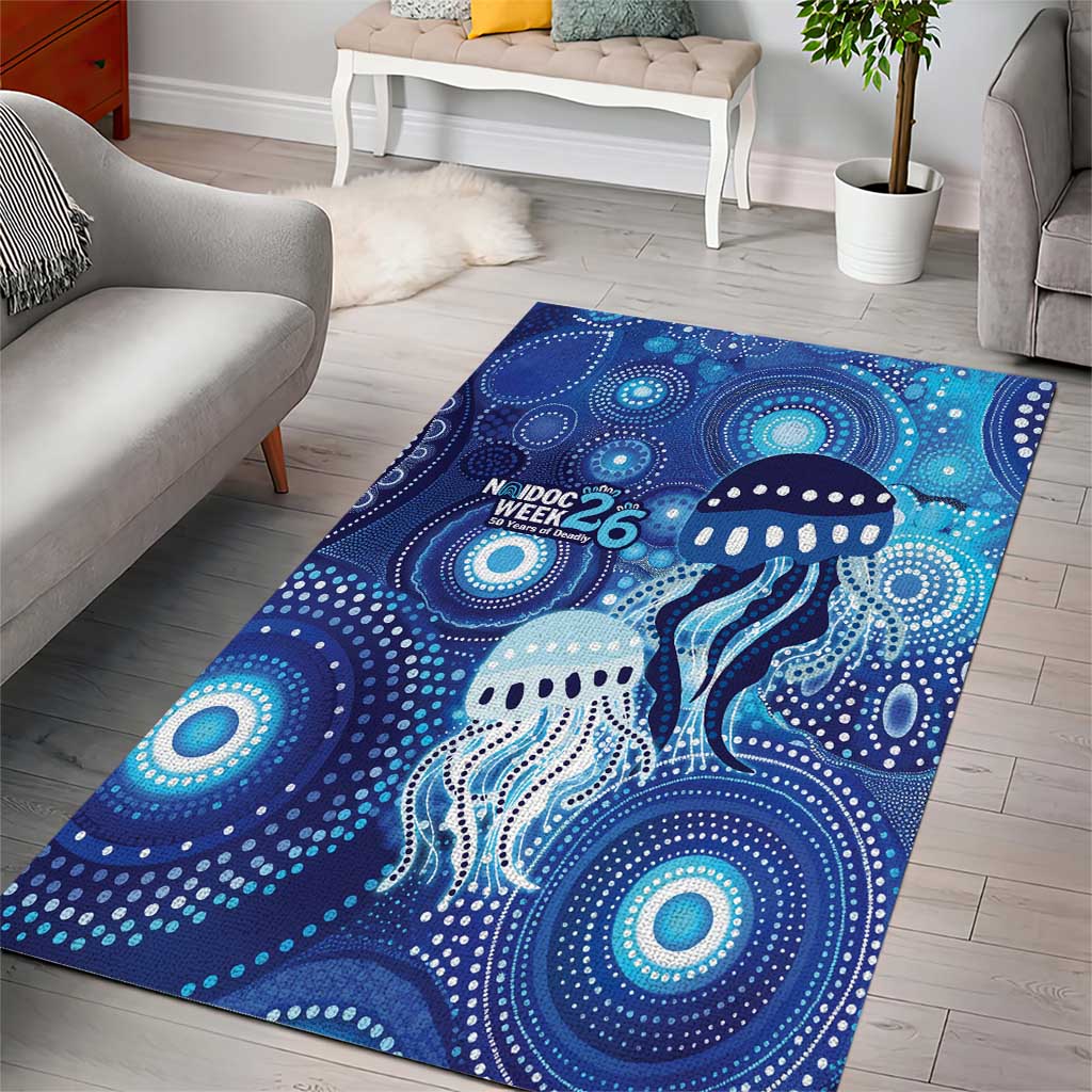 NAIDOC Deadly 50 Years Area Rug Jellyfish Aboriginal Culture Inspired Blue