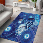 NAIDOC Deadly 50 Years Area Rug Jellyfish Aboriginal Culture Inspired Blue