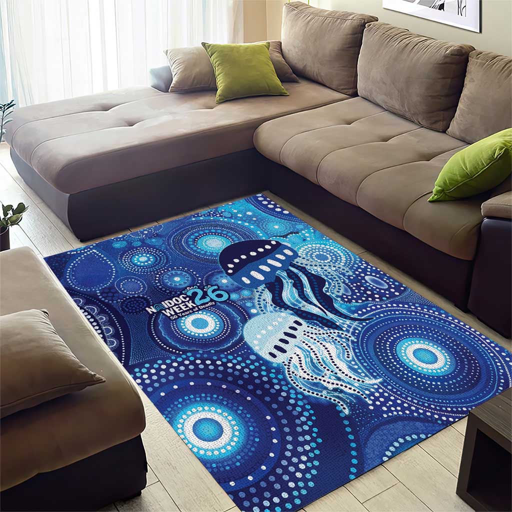 NAIDOC Deadly 50 Years Area Rug Jellyfish Aboriginal Culture Inspired Blue