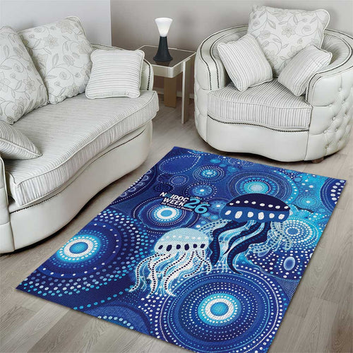 NAIDOC Deadly 50 Years Area Rug Jellyfish Aboriginal Culture Inspired Blue