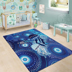NAIDOC Deadly 50 Years Area Rug Jellyfish Aboriginal Culture Inspired Blue