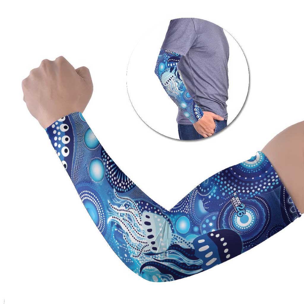 NAIDOC Deadly 50 Years Arm Sleeves Jellyfish Aboriginal Culture Inspired Blue