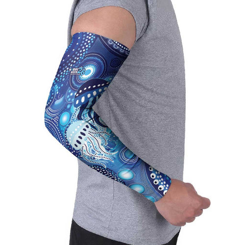 NAIDOC Deadly 50 Years Arm Sleeves Jellyfish Aboriginal Culture Inspired Blue