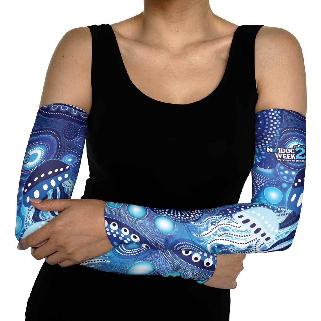 NAIDOC Deadly 50 Years Arm Sleeves Jellyfish Aboriginal Culture Inspired Blue