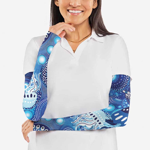 NAIDOC Deadly 50 Years Arm Sleeves Jellyfish Aboriginal Culture Inspired Blue