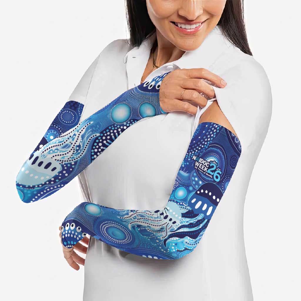 NAIDOC Deadly 50 Years Arm Sleeves Jellyfish Aboriginal Culture Inspired Blue