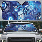 NAIDOC Deadly 50 Years Auto Sun Shade Jellyfish Aboriginal Culture Inspired Blue