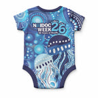 NAIDOC Deadly 50 Years Baby Onesie Jellyfish Aboriginal Culture Inspired Blue
