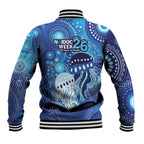 NAIDOC Deadly 50 Years Baseball Jacket Jellyfish Aboriginal Culture Inspired Blue