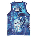 NAIDOC Deadly 50 Years Basketball Jersey Jellyfish Aboriginal Culture Inspired Blue