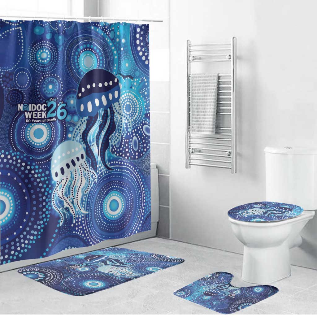 NAIDOC Deadly 50 Years Bathroom Set Jellyfish Aboriginal Culture Inspired Blue