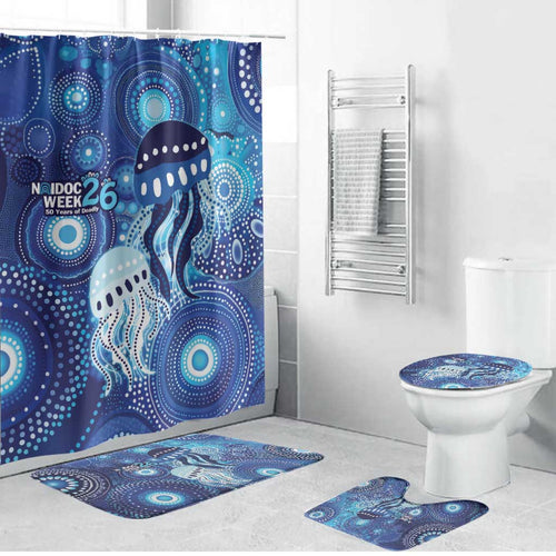 NAIDOC Deadly 50 Years Bathroom Set Jellyfish Aboriginal Culture Inspired Blue