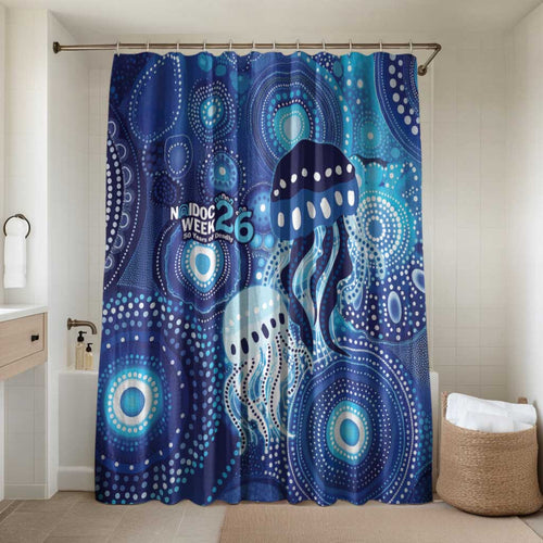 NAIDOC Deadly 50 Years Bathroom Set Jellyfish Aboriginal Culture Inspired Blue