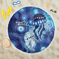NAIDOC Deadly 50 Years Beach Blanket Jellyfish Aboriginal Culture Inspired Blue
