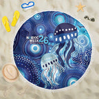 NAIDOC Deadly 50 Years Beach Blanket Jellyfish Aboriginal Culture Inspired Blue