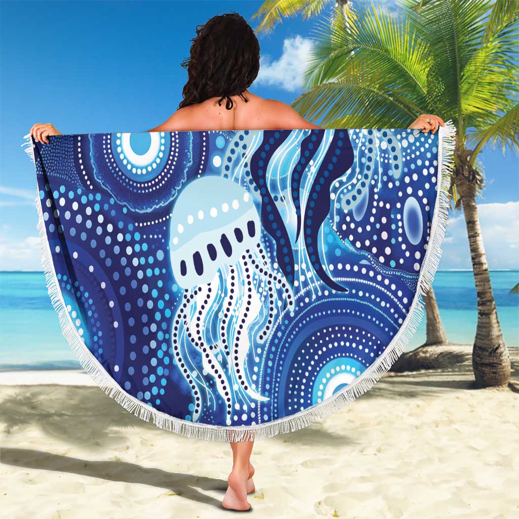 NAIDOC Deadly 50 Years Beach Blanket Jellyfish Aboriginal Culture Inspired Blue