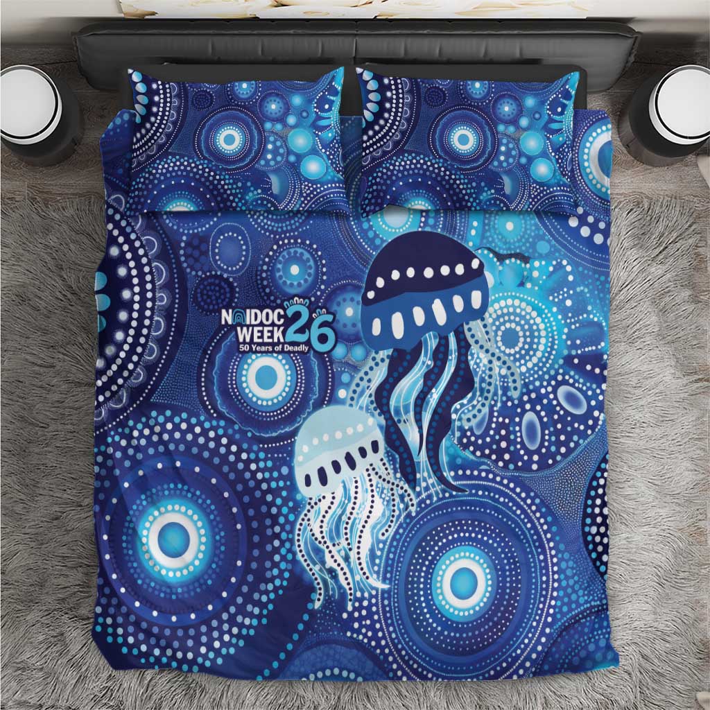 NAIDOC Deadly 50 Years Bedding Set Jellyfish Aboriginal Culture Inspired Blue