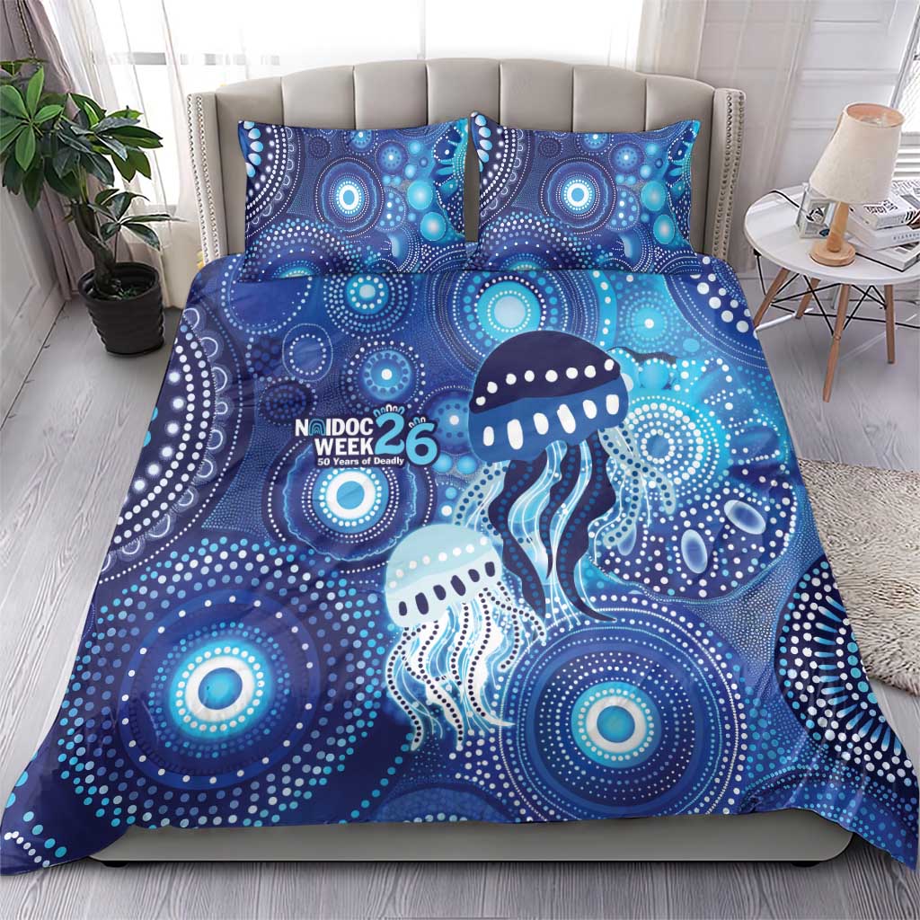 NAIDOC Deadly 50 Years Bedding Set Jellyfish Aboriginal Culture Inspired Blue