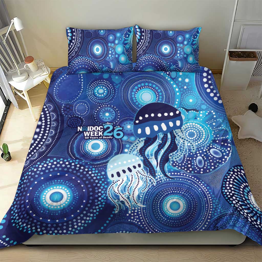 NAIDOC Deadly 50 Years Bedding Set Jellyfish Aboriginal Culture Inspired Blue