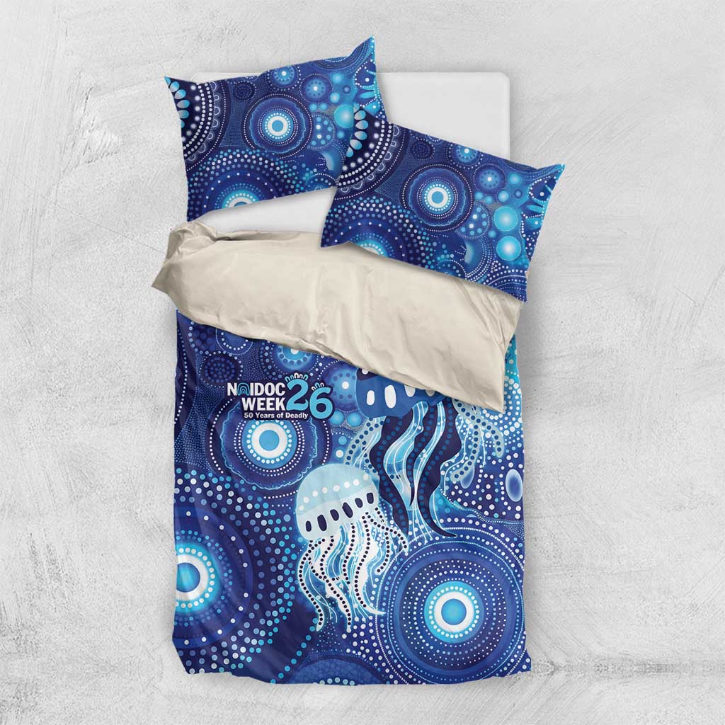 NAIDOC Deadly 50 Years Bedding Set Jellyfish Aboriginal Culture Inspired Blue