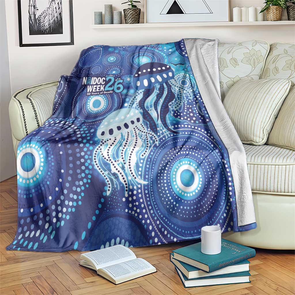 NAIDOC Deadly 50 Years Blanket Jellyfish Aboriginal Culture Inspired Blue
