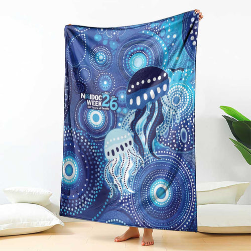 NAIDOC Deadly 50 Years Blanket Jellyfish Aboriginal Culture Inspired Blue