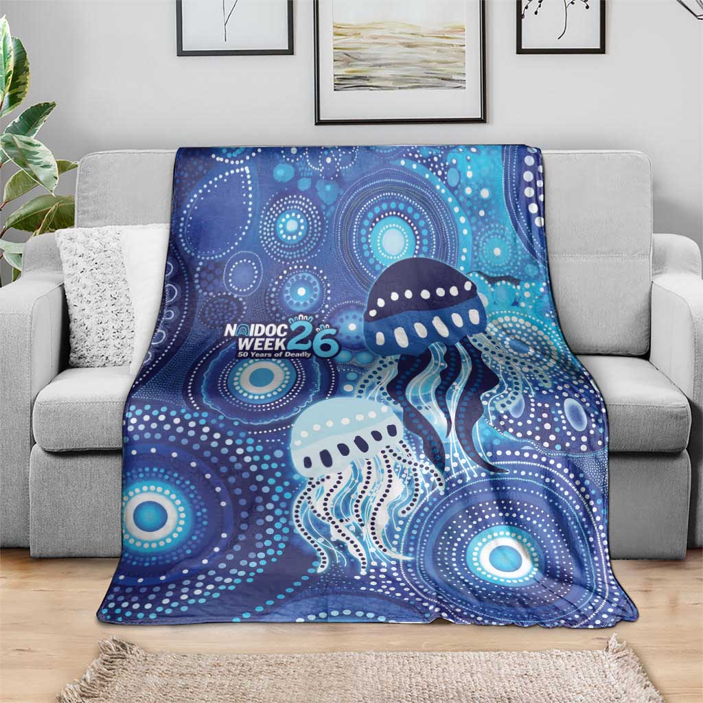 NAIDOC Deadly 50 Years Blanket Jellyfish Aboriginal Culture Inspired Blue